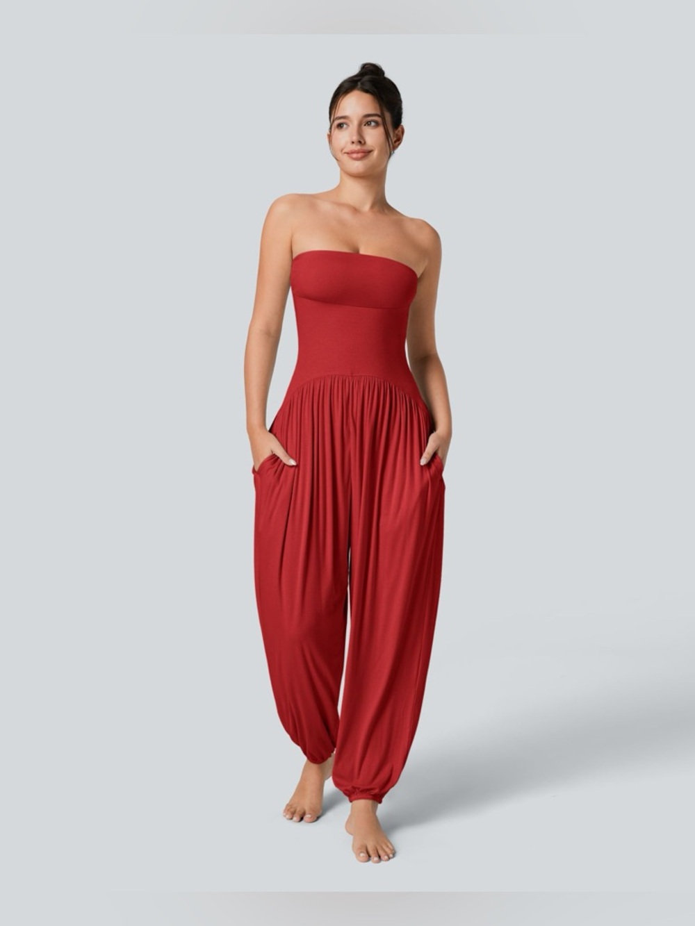 HALARA Strapless Tube Backless Rubicondo Red Jumpsuit Women’s M Regular NWT